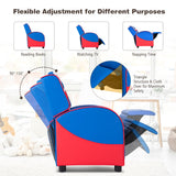 NNECW Ergonomic Blue Sofa Lounge Recliner with Adjustable Backrest & Storage Pocket for Kids