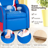 NNECW Ergonomic Blue Sofa Lounge Recliner with Adjustable Backrest & Storage Pocket for Kids