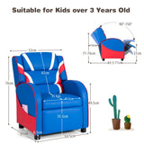NNECW Ergonomic Blue Sofa Lounge Recliner with Adjustable Backrest & Storage Pocket for Kids
