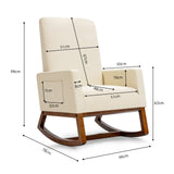 NNECW Modern Rocking Chair with Rubber Wood Base for Living Room-Beige