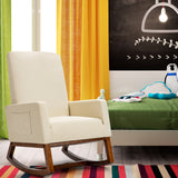 NNECW Modern Rocking Chair with Rubber Wood Base for Living Room-Beige