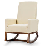 NNECW Modern Rocking Chair with Rubber Wood Base for Living Room-Beige