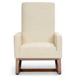 NNECW Modern Rocking Chair with Rubber Wood Base for Living Room-Beige
