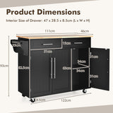 NNECW Rolling Storage Trolley with 2 Deep Drawers for Kitchen-Black