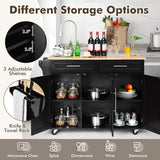 NNECW Rolling Storage Trolley with 2 Deep Drawers for Kitchen-Black