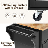 NNECW Rolling Storage Trolley with 2 Deep Drawers for Kitchen-Black