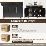NNECW Rolling Storage Trolley with 2 Deep Drawers for Kitchen-Black