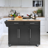 NNECW Rolling Storage Trolley with 2 Deep Drawers for Kitchen-Black