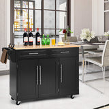 NNECW Rolling Storage Trolley with 2 Deep Drawers for Kitchen-Black