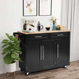 NNECW Rolling Storage Trolley with 2 Deep Drawers for Kitchen-Black