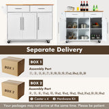 NNECW Rolling Storage Trolley with 2 Deep Drawers for Kitchen-White