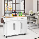 NNECW Rolling Storage Trolley with 2 Deep Drawers for Kitchen-White