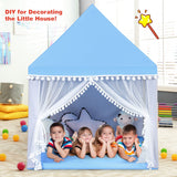 NNECW Multipurpose Kids Playhouse Castle with Solid Wood Frame & Cotton Mat for Boys & Girls Blue
