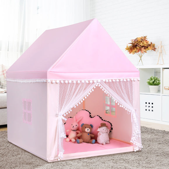 NNECW Multipurpose Kids Playhouse Castle with Solid Wood Frame & Cotton Mat for Boys & Girls Pink