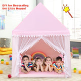 NNECW Multipurpose Kids Playhouse Castle with Solid Wood Frame & Cotton Mat for Boys & Girls Pink