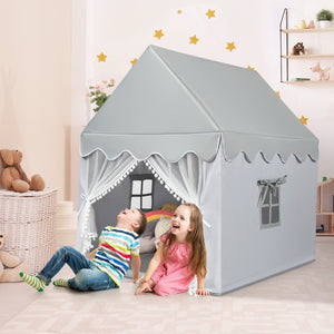 NNECW Cozy Kids Playhouse with Door & Windows for Boys & Girls Gray