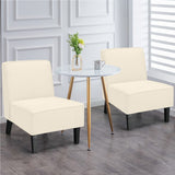 NNECW Modern Armless Accent Chair Fabric Single Sofa with Rubber Wood Legs-Beige