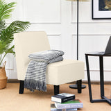NNECW Modern Armless Accent Chair Fabric Single Sofa with Rubber Wood Legs-Beige