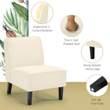 NNECW Modern Armless Accent Chair Fabric Single Sofa with Rubber Wood Legs-Beige