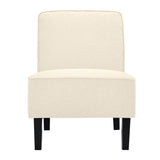 NNECW Modern Armless Accent Chair Fabric Single Sofa with Rubber Wood Legs-Beige