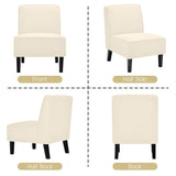 NNECW Modern Armless Accent Chair Fabric Single Sofa with Rubber Wood Legs-Beige