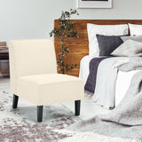NNECW Modern Armless Accent Chair Fabric Single Sofa with Rubber Wood Legs-Beige