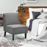 NNECW Modern Armless Accent Chair Fabric Single Sofa with Rubber Wood Legs-Grey