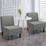 NNECW Modern Armless Accent Chair Fabric Single Sofa with Rubber Wood Legs-Grey