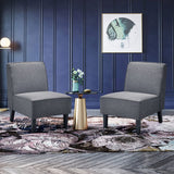 NNECW Modern Armless Accent Chair Fabric Single Sofa with Rubber Wood Legs-Grey