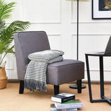 NNECW Modern Armless Accent Chair Fabric Single Sofa with Rubber Wood Legs-Grey