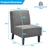 NNECW Modern Armless Accent Chair Fabric Single Sofa with Rubber Wood Legs-Grey