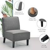NNECW Modern Armless Accent Chair Fabric Single Sofa with Rubber Wood Legs-Grey