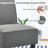 NNECW Modern Armless Accent Chair Fabric Single Sofa with Rubber Wood Legs-Grey