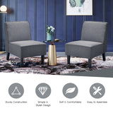 NNECW Modern Armless Accent Chair Fabric Single Sofa with Rubber Wood Legs-Grey