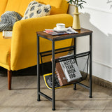 NNECW Industrial End Table with Mesh Magazine Holder Sling for Living Room/Bedroom