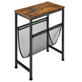 NNECW Industrial End Table with Mesh Magazine Holder Sling for Living Room/Bedroom
