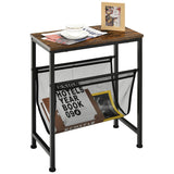 NNECW Industrial End Table with Mesh Magazine Holder Sling for Living Room/Bedroom