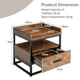 NNECW 3-tier Nightstand with Raised Top Baffles for Living Room