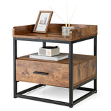 NNECW 3-tier Nightstand with Raised Top Baffles for Living Room