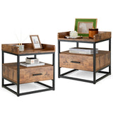 NNECW 3-tier Nightstand with Raised Top Baffles for Living Room