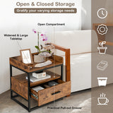 NNECW 3-tier Nightstand with Raised Top Baffles for Living Room