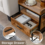 NNECW 3-tier Nightstand with Raised Top Baffles for Living Room