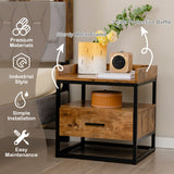 NNECW 3-tier Nightstand with Raised Top Baffles for Living Room