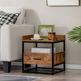 NNECW 3-tier Nightstand with Raised Top Baffles for Living Room