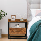 NNECW 3-tier Nightstand with Raised Top Baffles for Living Room