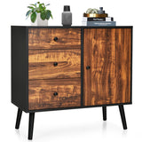 NNECW Vintage Wooden Adjustable Storage Cabinet Drawers