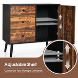 NNECW Vintage Wooden Adjustable Storage Cabinet Drawers