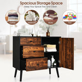 NNECW Vintage Wooden Adjustable Storage Cabinet Drawers