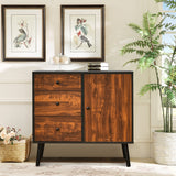 NNECW Vintage Wooden Adjustable Storage Cabinet Drawers