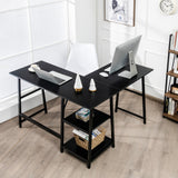 NNECW L-Shaped Corner Computer Desk with 2-Tier Storage Shelves